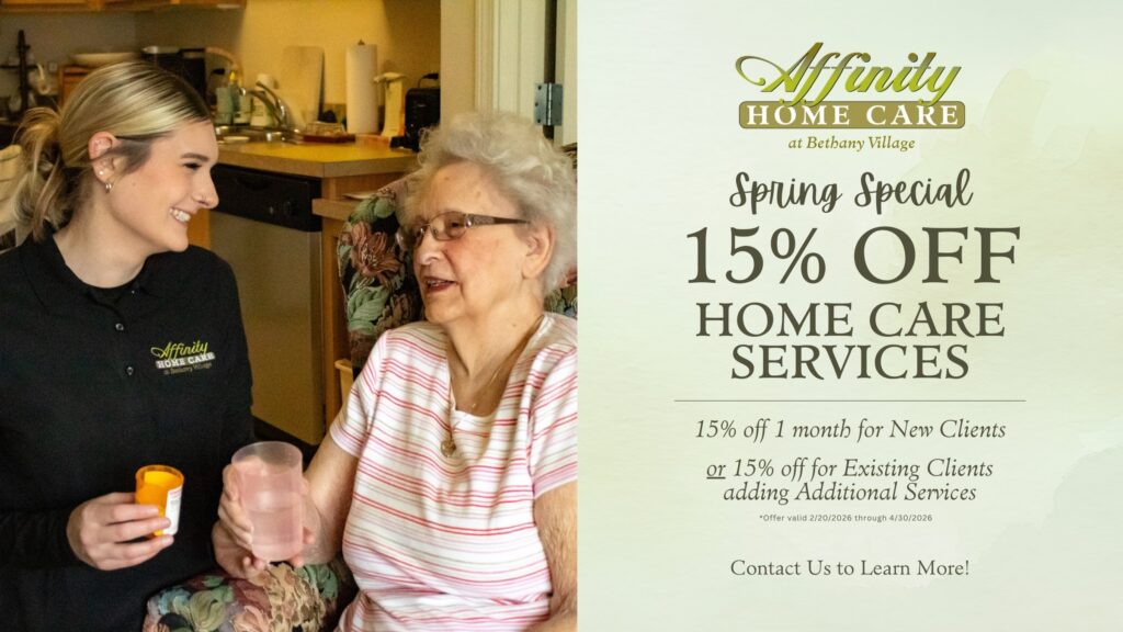 Affinity senior care services spring special flyer contact us in Portland